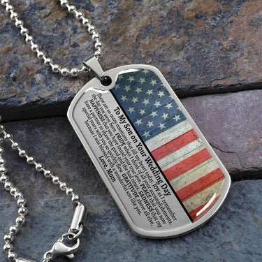 Son Wedding (Love Mom) Dog Tag Necklace - Love You This Much